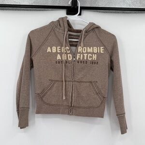 Abercrombie & fitch full zip y2k brown crop hoodie small